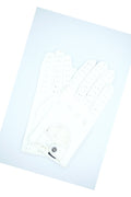 1028 Full Finger Kid Leather Driving Gloves Unlin. White