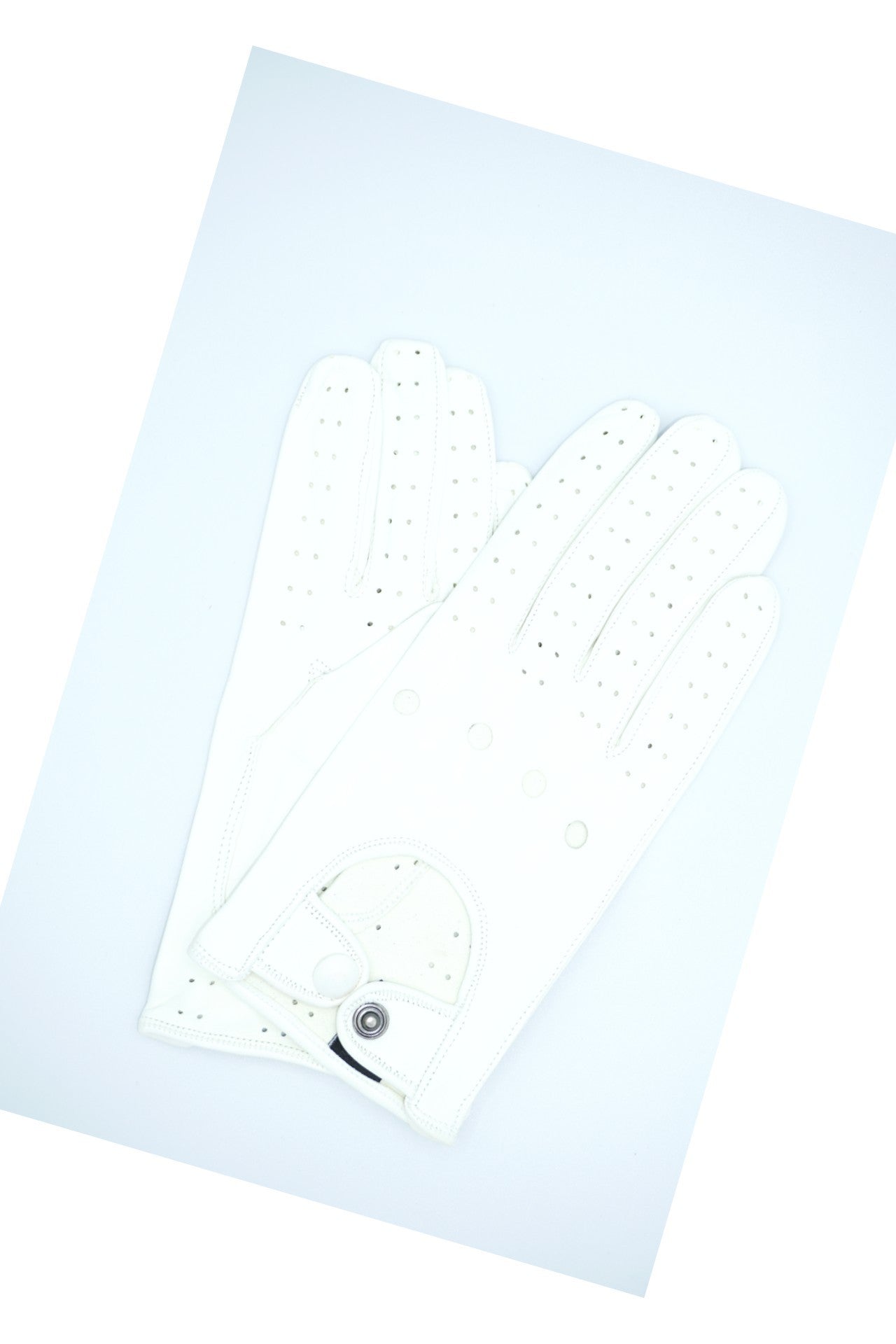 1028 Full Finger Kid Leather Driving Gloves Unlin. White