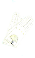 1028 Full Finger Kid Leather Driving Gloves Unlin. Off White