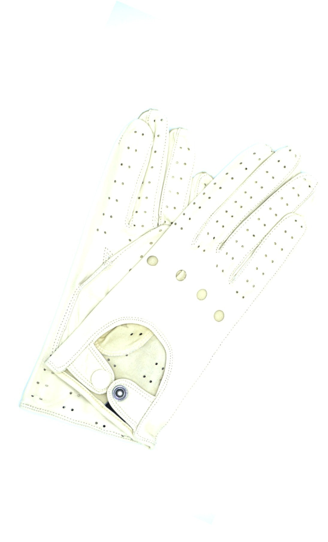 1028 Full Finger Kid Leather Driving Gloves Unlin. Off White