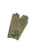1028 Full Finger Kid Leather Driving Gloves Unlin. Green Olive