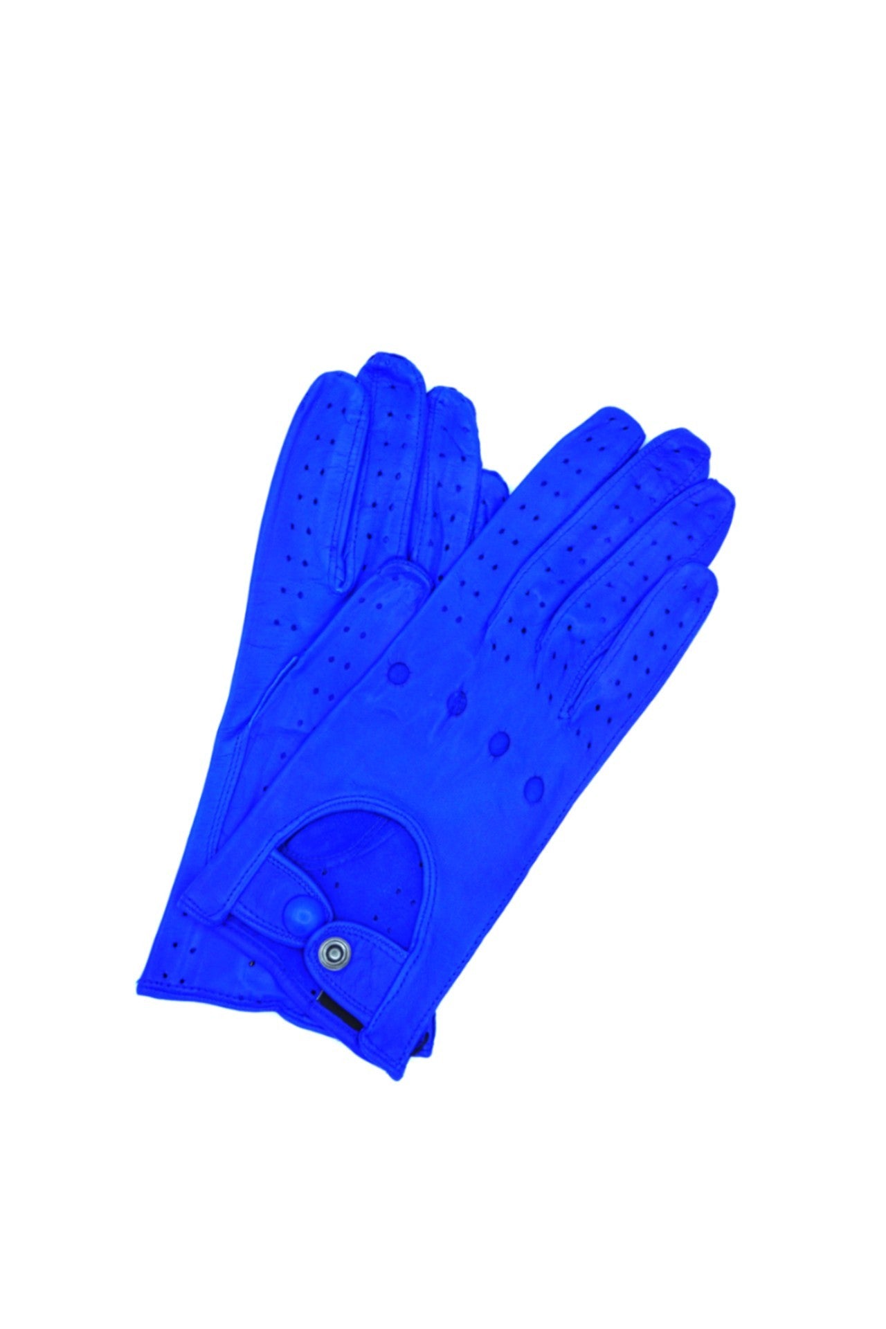 1028 Full Finger Kid Leather Driving Gloves Unlin. Blue Royal