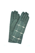 5021 Kid Leather Cashmere Lined Medium Length Gray-White