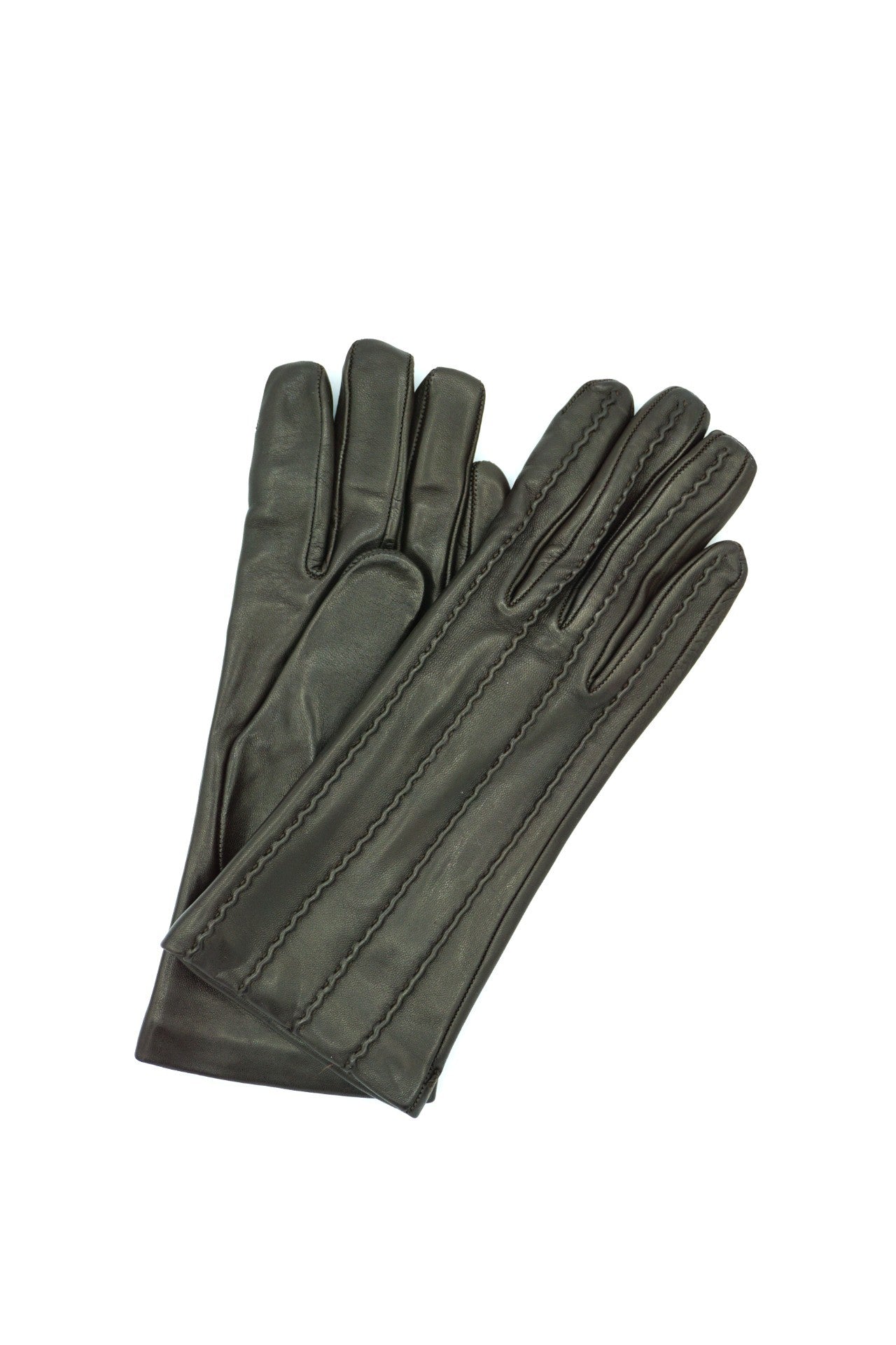 1128 Kid Leather Cashmere Lined Wrist Length D.Brown