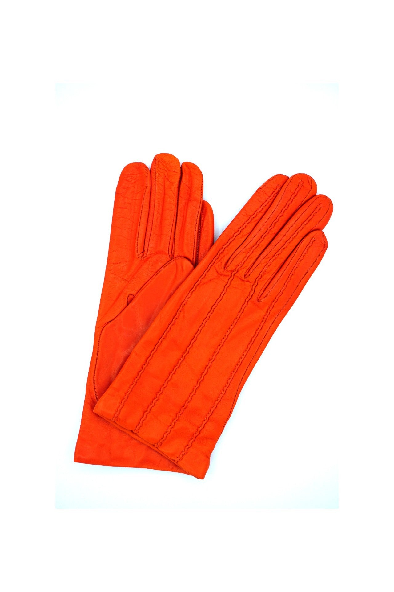 1128 Kid Leather Cashmere Lined Wrist Length Orange