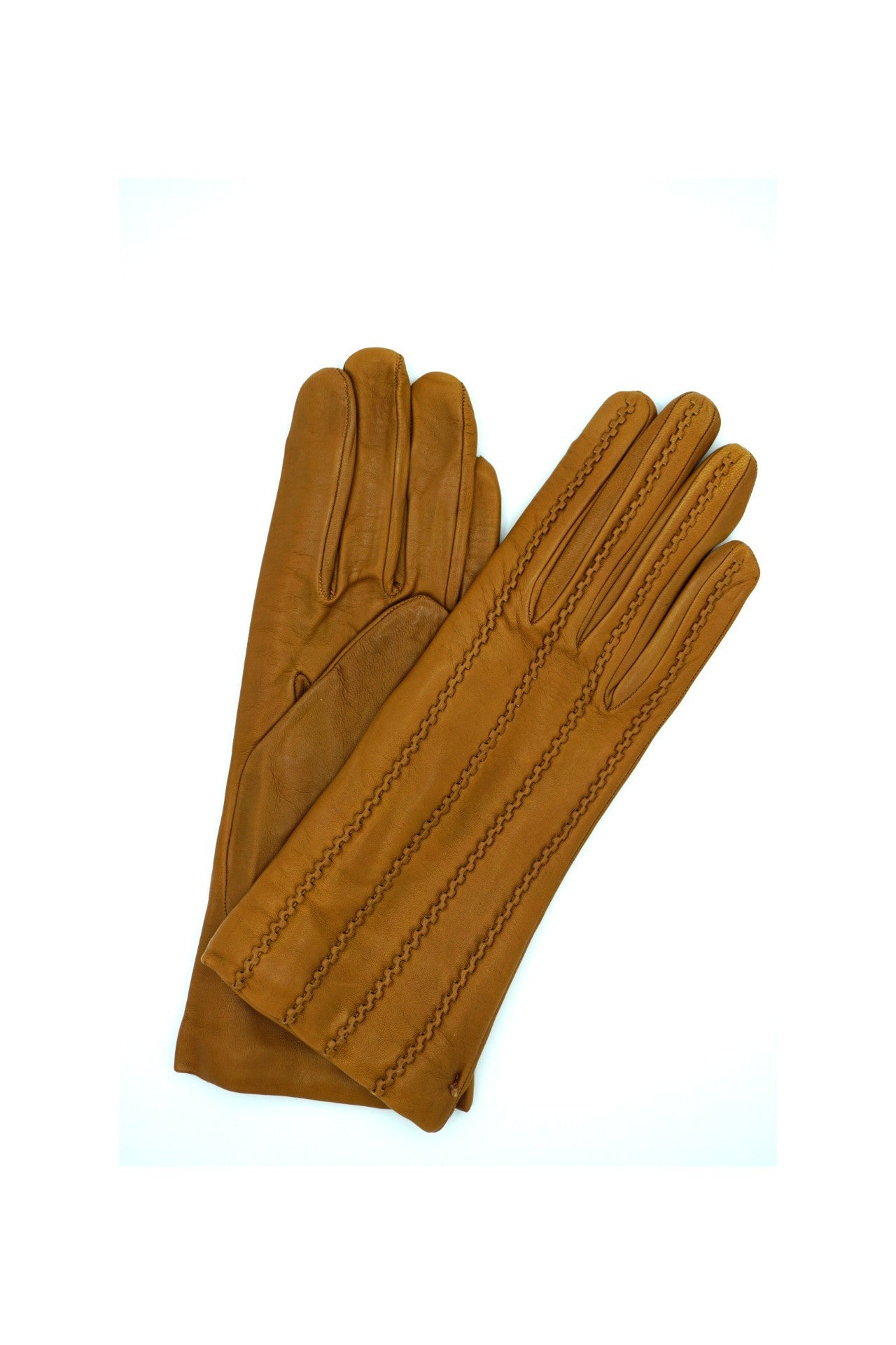 1128 Kid Leather Cashmere Lined Wrist Length Camel