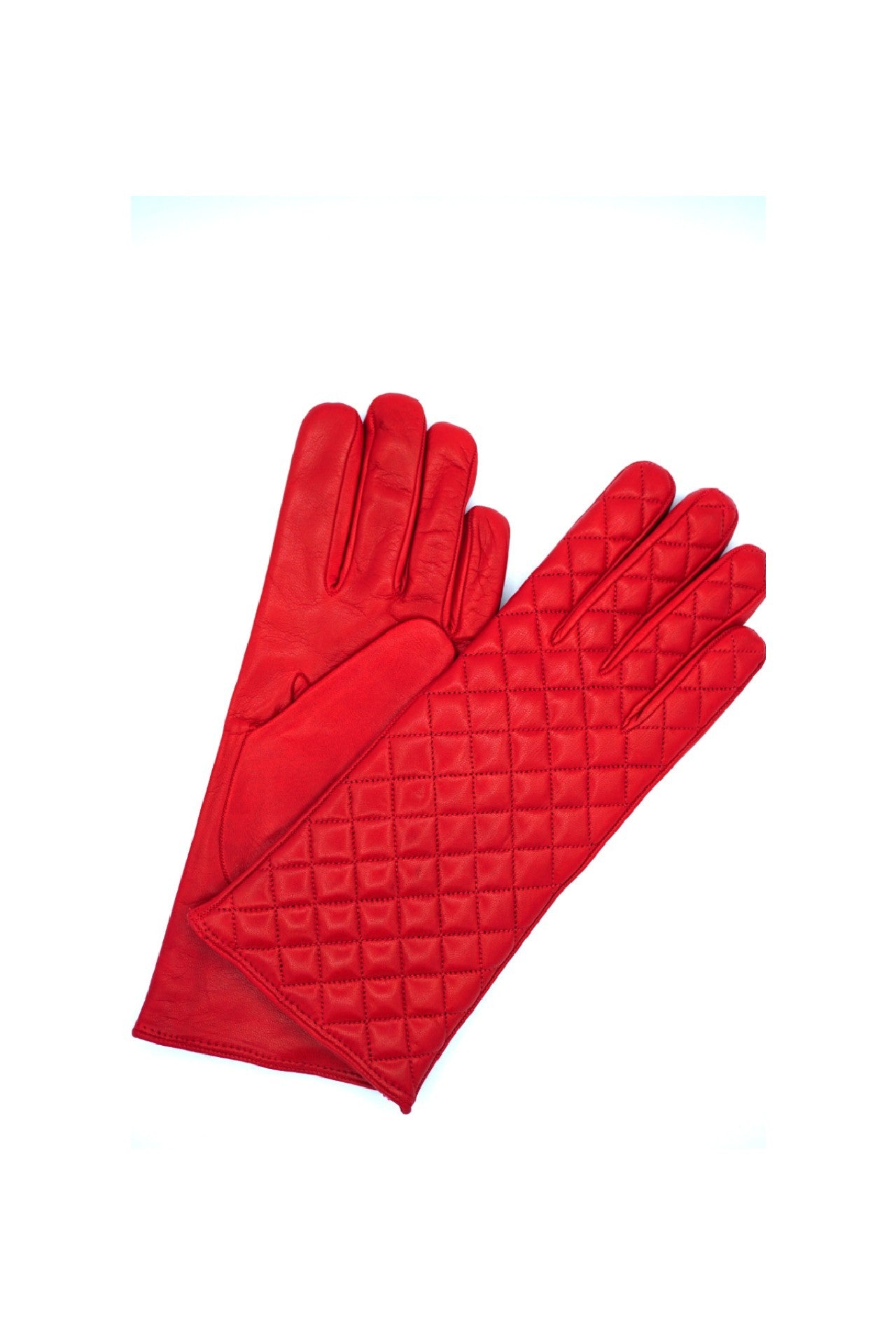 1151 Kid Leather Cashmere Lined Quilted On Top Red