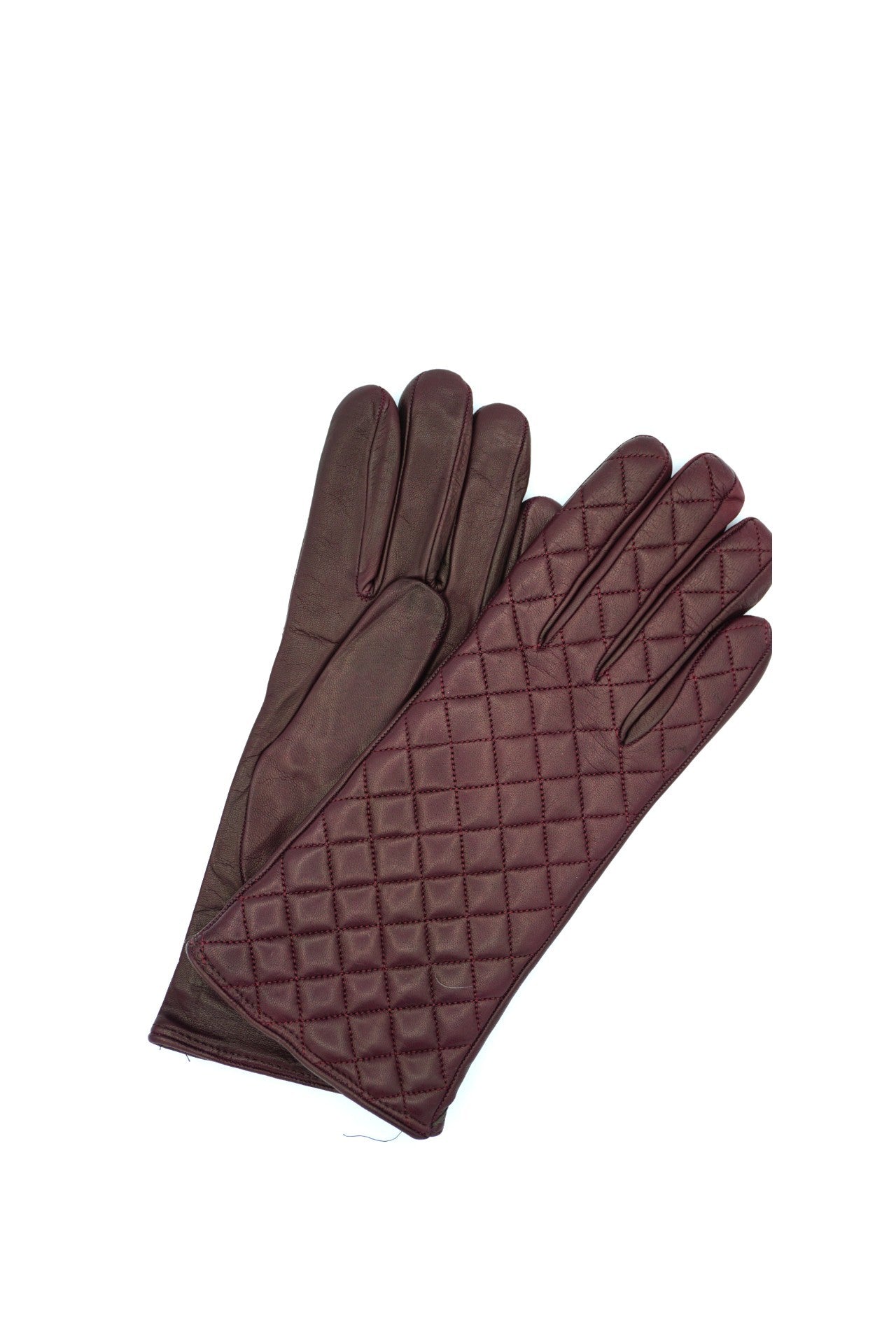 1151 Kid Leather Cashmere Lined Quilted On Top Bordeaux