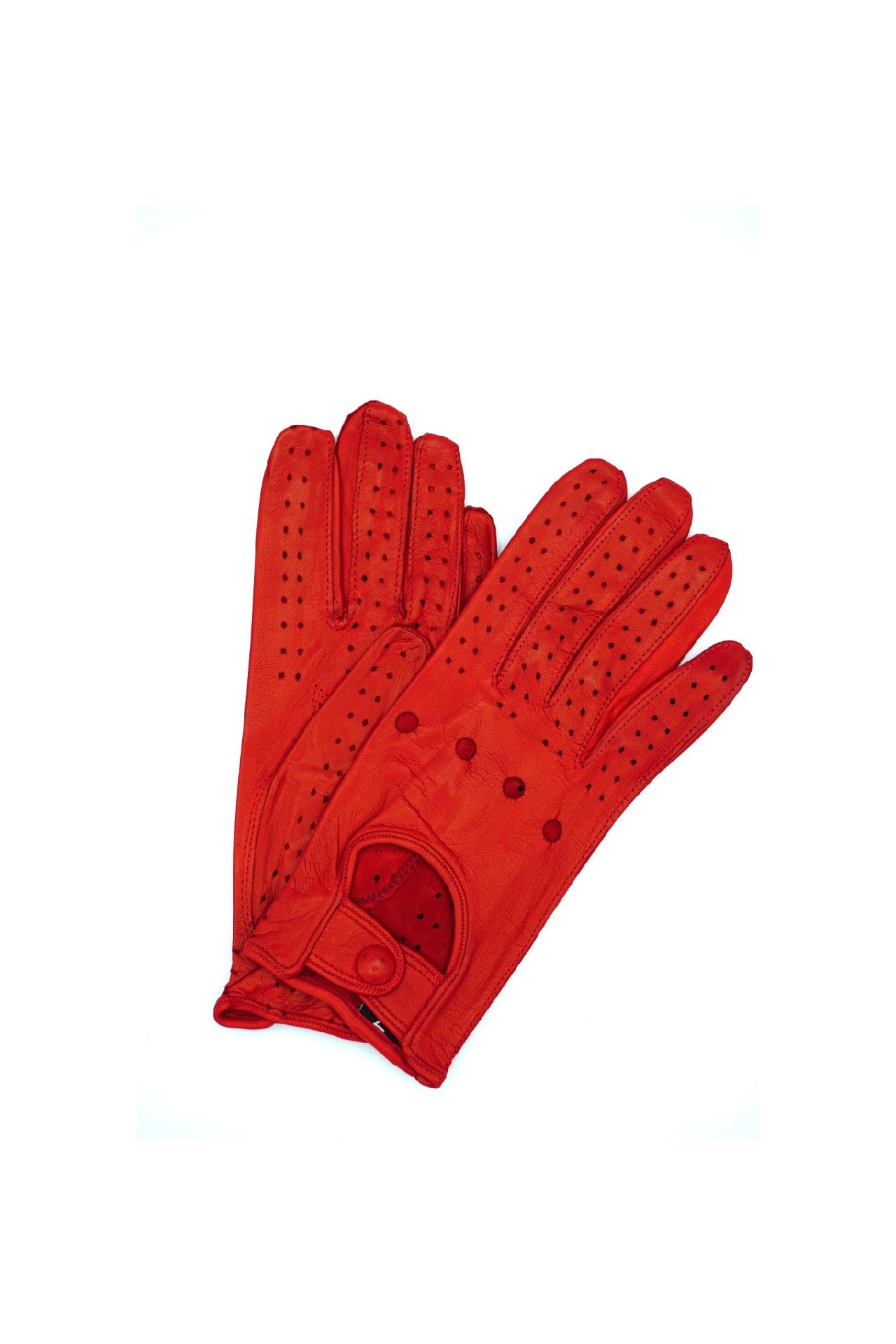1028 Full Finger Kid Leather Driving Gloves Unlin. D.Red