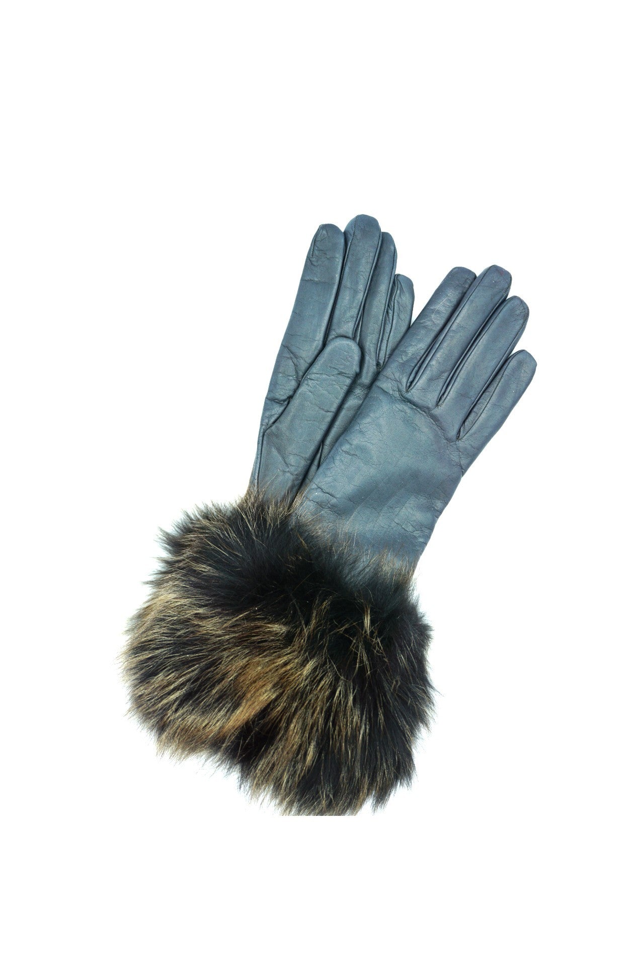 1877 Kid Leather Cashmere Lined Fox On Wrist Grey