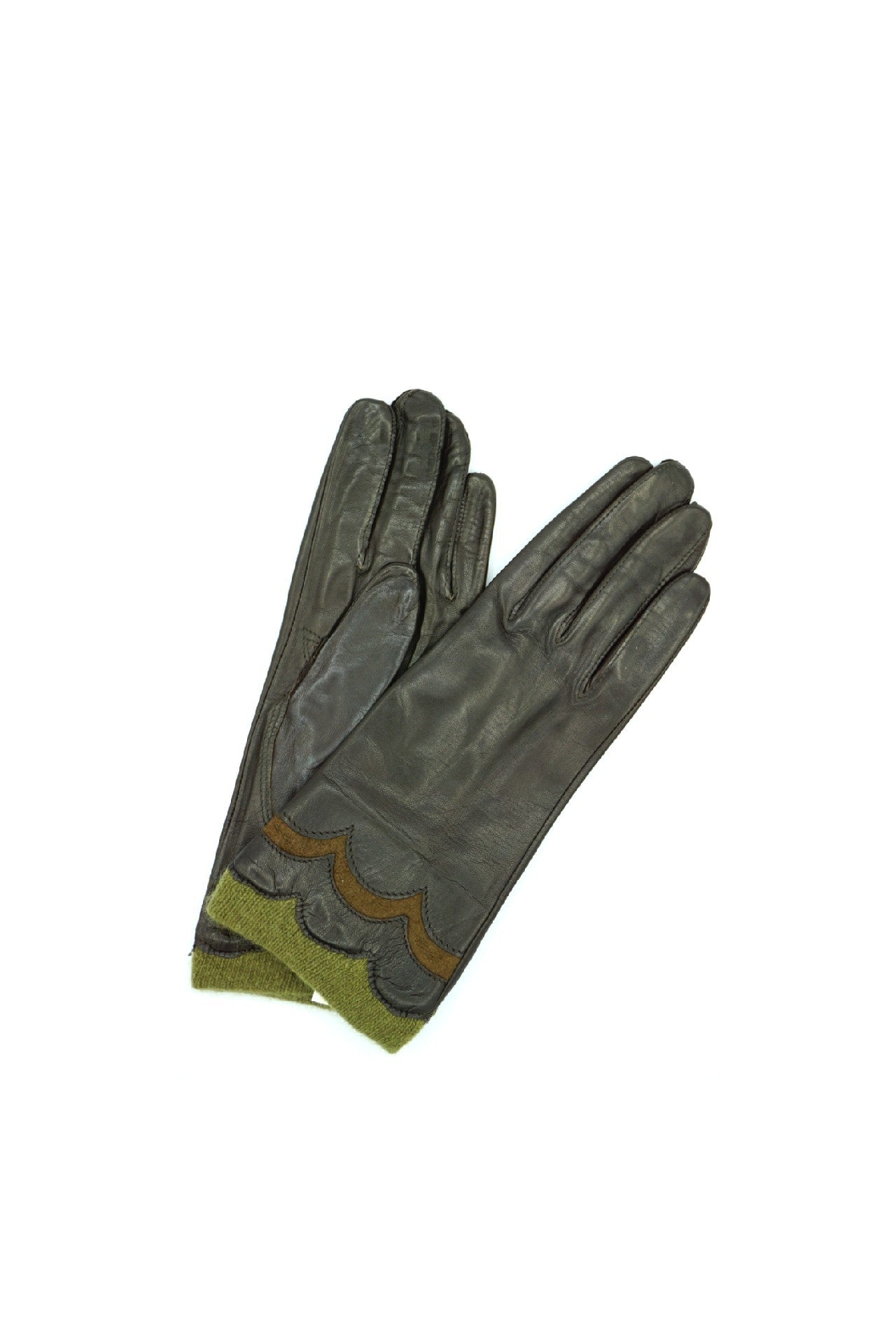 1756 Leather Gloves Cashmere Lined D.Brown-Military