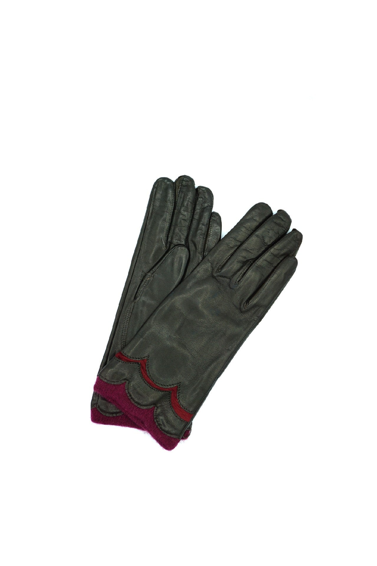 1756 Leather Gloves Cashmere Lined D.Brown-Bordeaux
