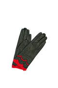 1756 Leather Gloves Cashmere Lined Black-Red