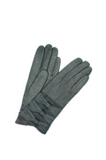 1751 Kid Leather Gloves Cashmere Lined 3 Bow D Gray