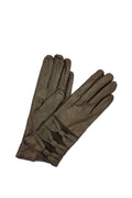 1751 Kid Leather Gloves Cashmere Lined 3 Bow D.Brown