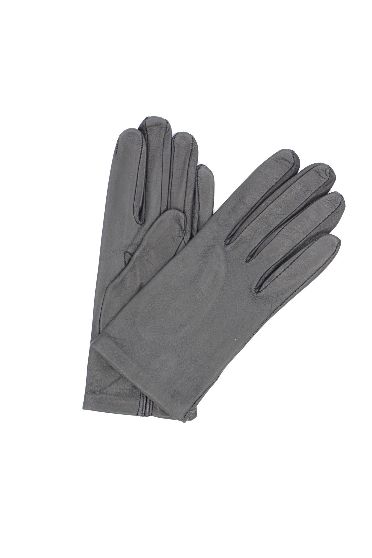 1002 Classic Kid Leather Gloves Silk Lined Dark Grey