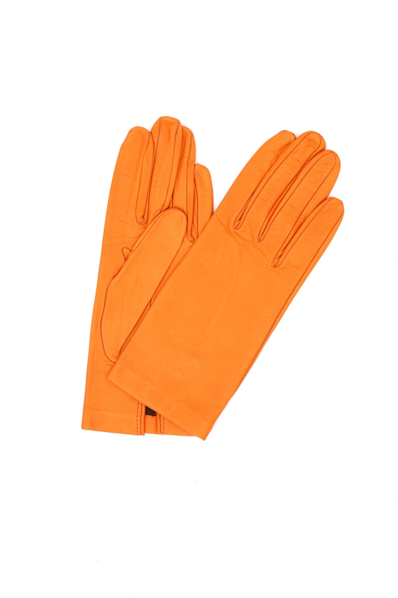 1002 Classic Kid Leather Gloves Silk Lined Light Orange