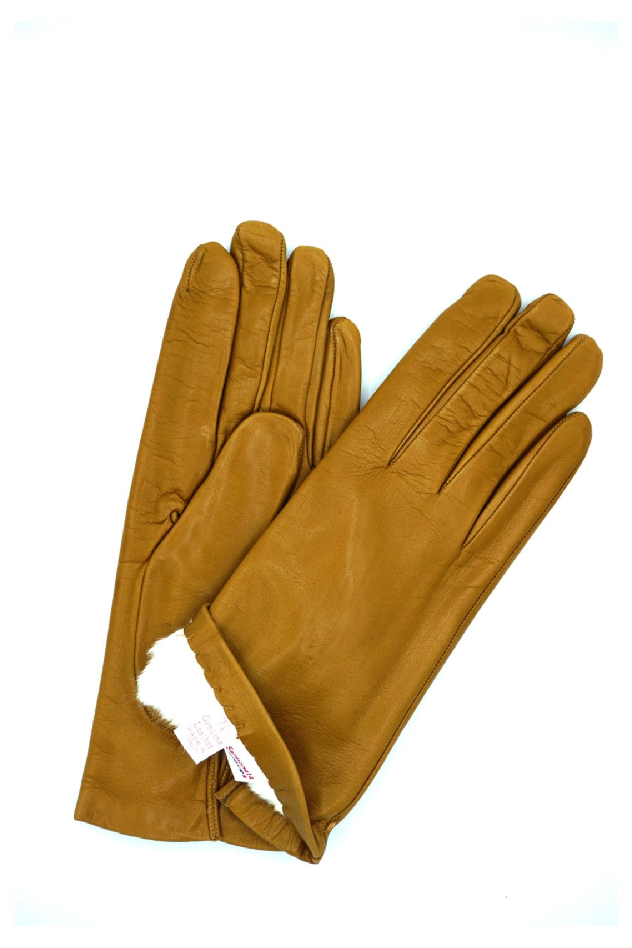 1022 Classic Leather Gloves Lined White Rabbit Camel