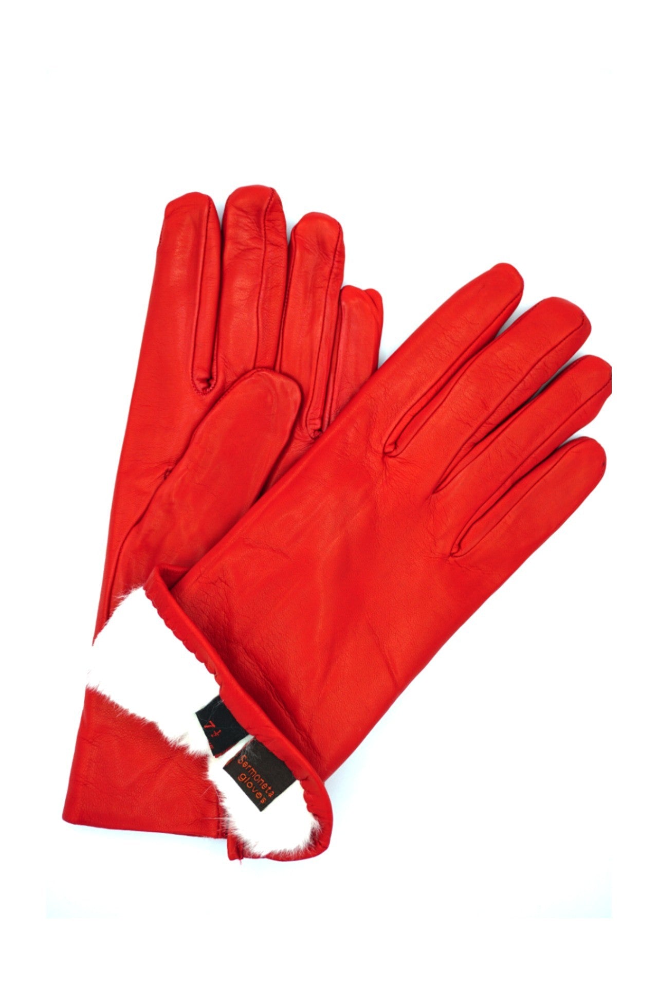 1022 Classic Leather Gloves Lined White Rabbit Dark Red