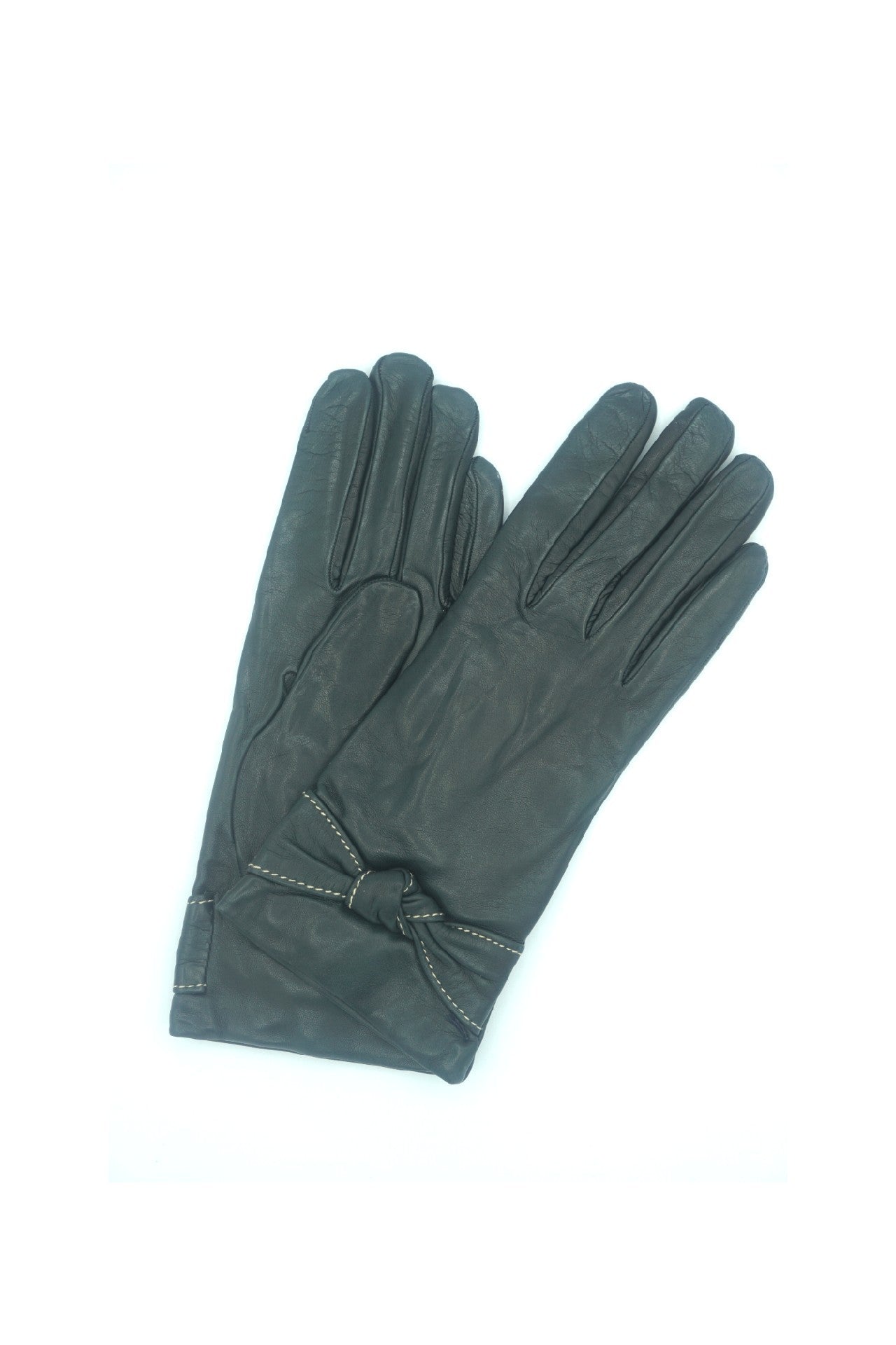 1664 Kid Leather Cashmere Lined Wrist Length D. Green