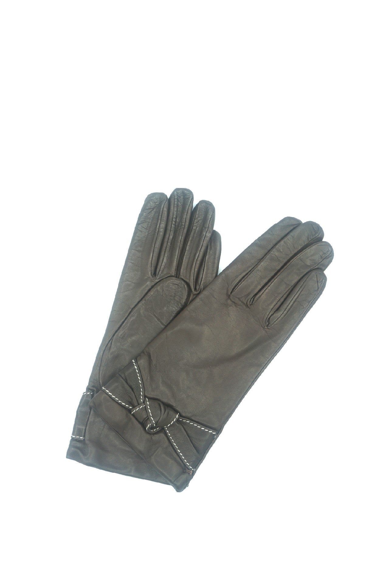 1664 Kid Leather Cashmere Lined Wrist Length Brown