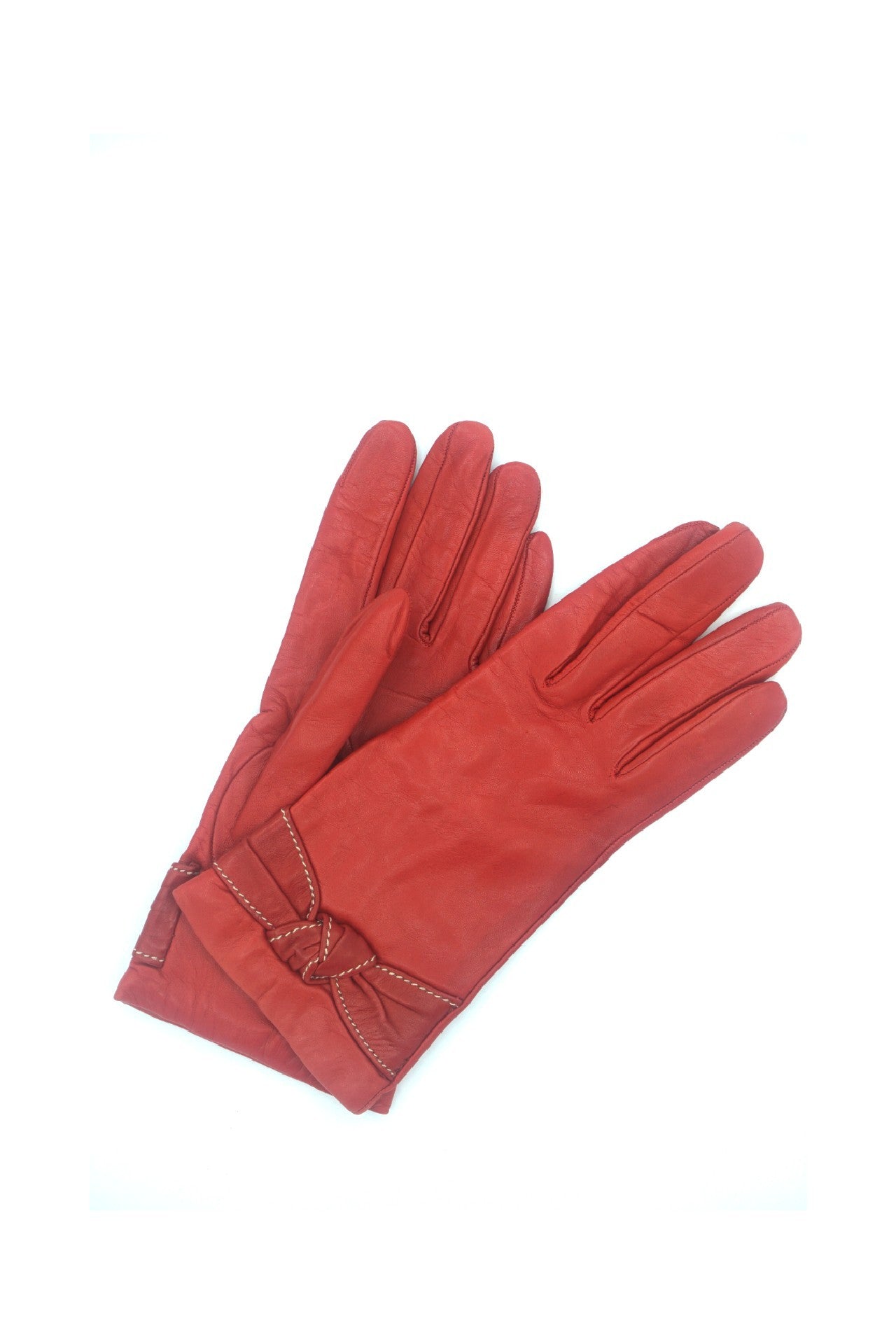 1664 Kid Leather Cashmere Lined Wrist Length Red