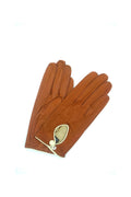 1834 Kid Leather Silk Lined Wrist Length Cognac