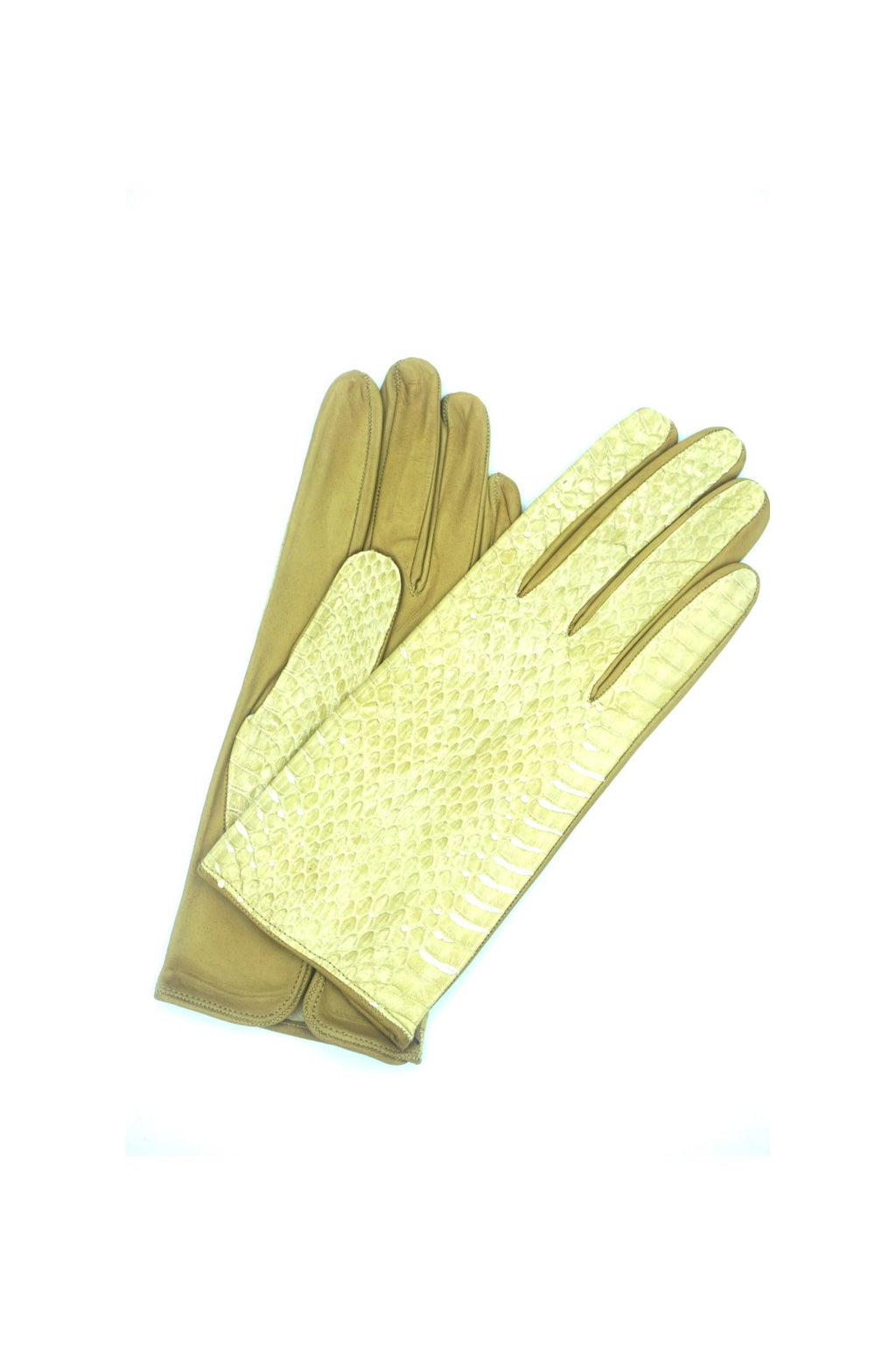 1276 Snake Skin Silk Lined Wrist Length Taupe