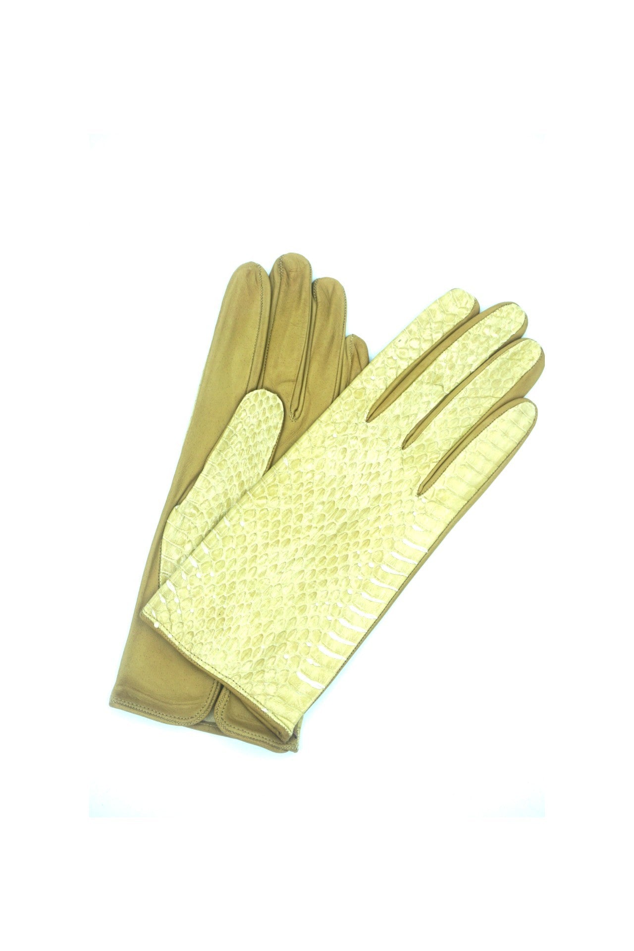 1276 Snake Skin Silk Lined Wrist Length Taupe