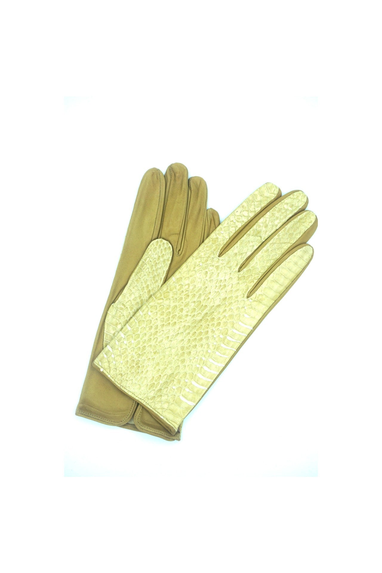 1276 Snake Skin Silk Lined Wrist Length Taupe