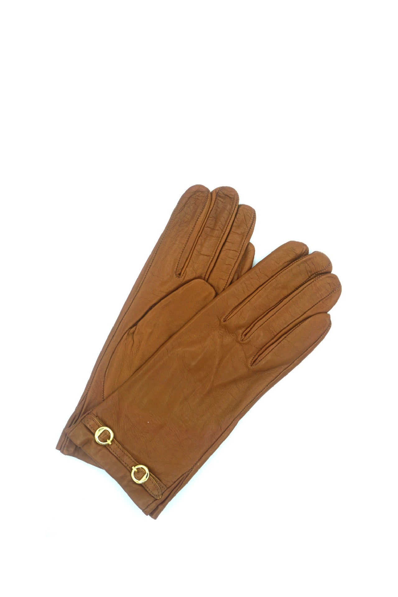 1263 Kid Leather Silk Lined Wrist Length Cognac