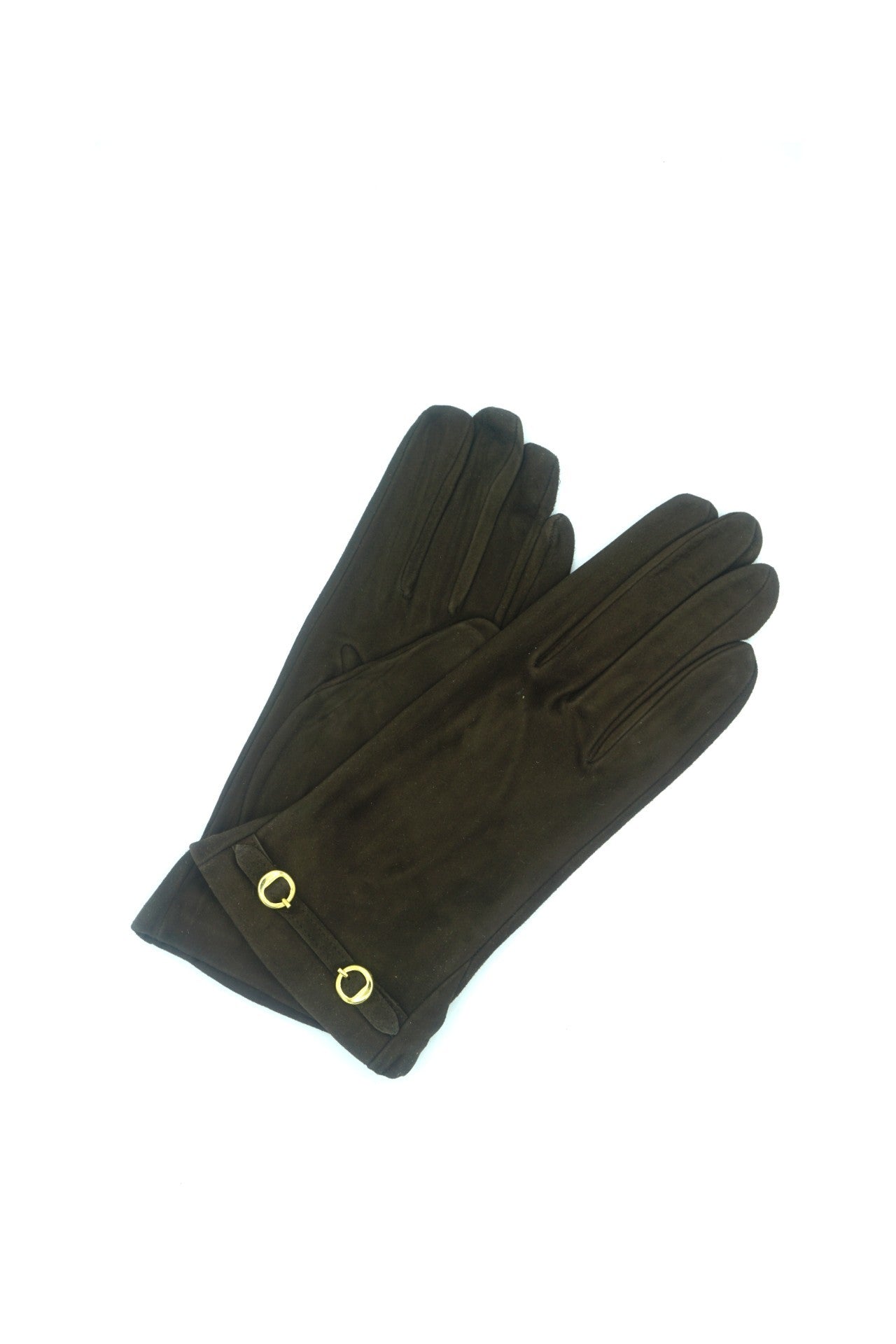 1263S Suede Silk Lined Wrist Length D.Brown