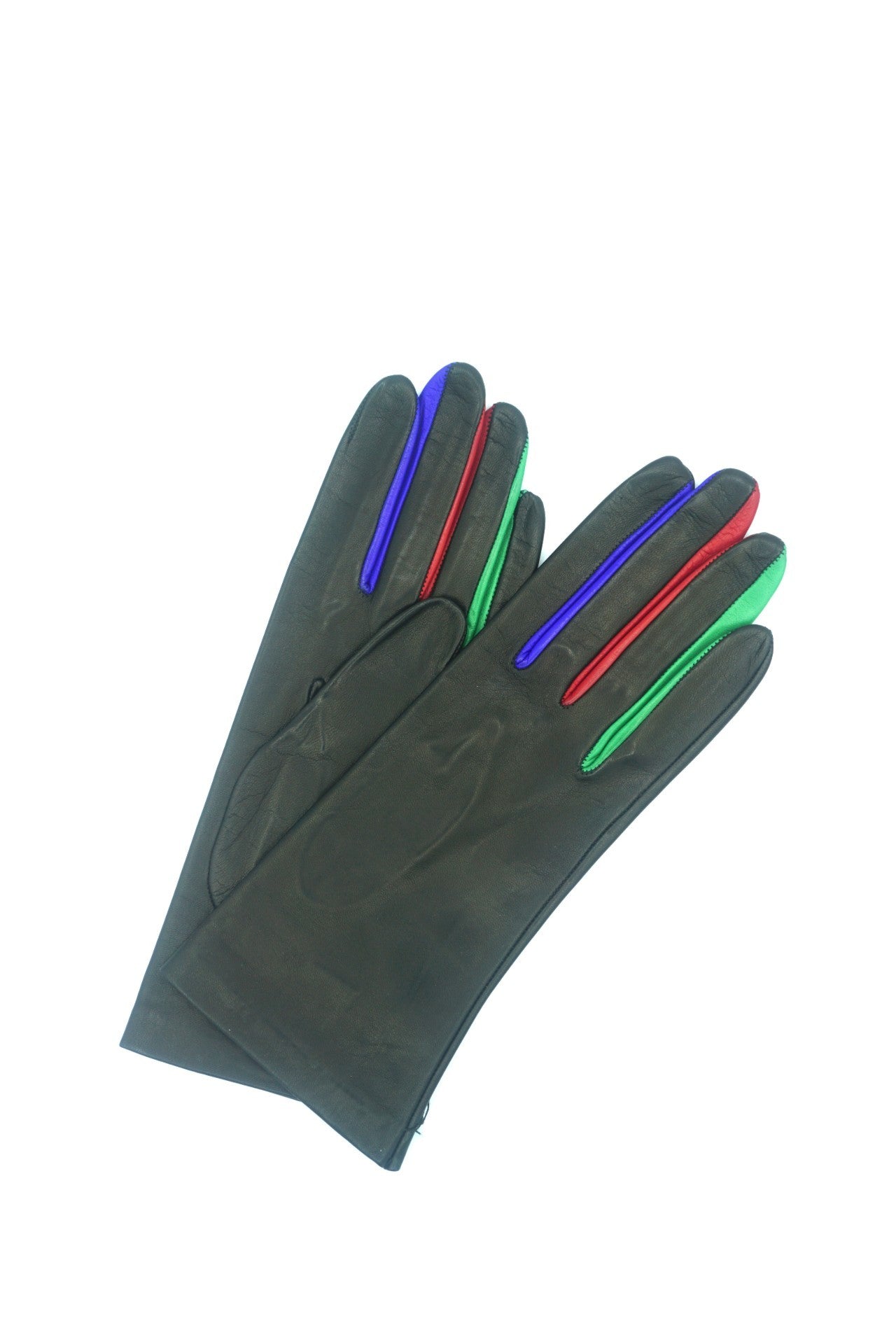 2200 Kid Leather Silk Lined Multicolor Finger Black