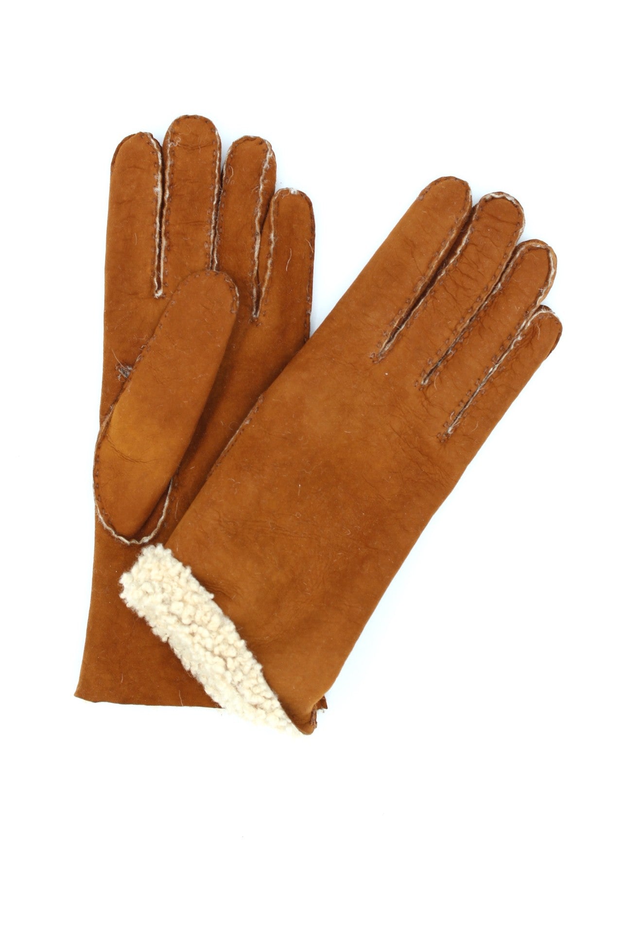 1174  Sheep Skin inside-out Gloves Hand Sewn Tan