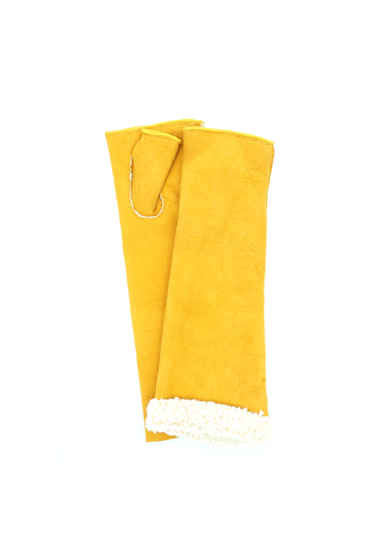 1761 Sheep Skin inside-out Elbow Lenght  Fing.Less Mostard